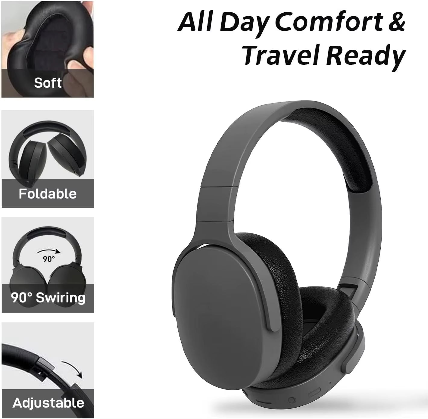 #P2961 Wireless Bluetooth 5.3 Headphones over Ear Hifi Stereo Headset True Sports with Earphones TF/AUX Music Player with HD Mic